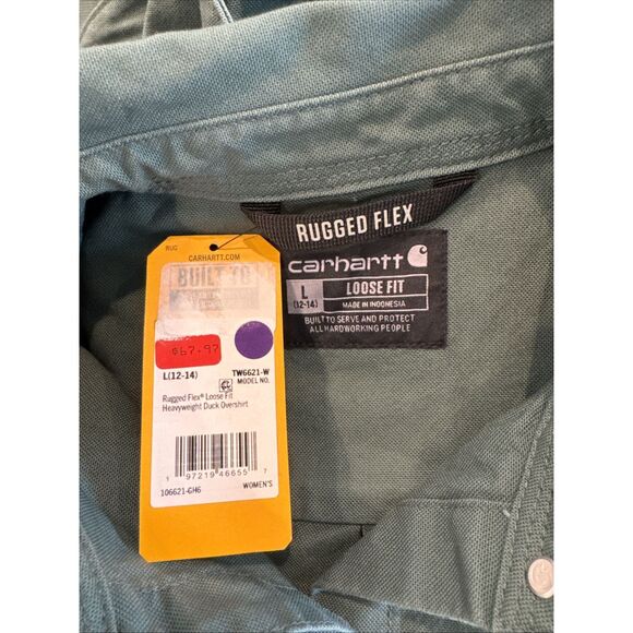 Carhartt Women's Duck Canvas Overshirt Green Large NWT $80 MSRP - Picture 4 of 4